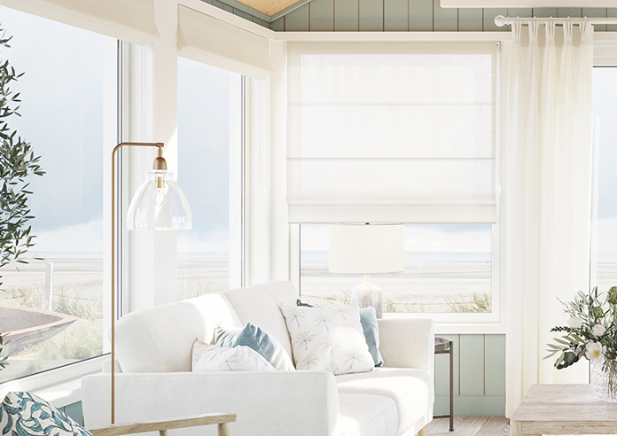 Casoria Voile, Classic White - Motorised Roman Blind - Image 3